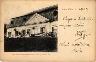 1905 Lontó, Lontov (Ipolyszakállos); Thék Endre lakóháza, kastély / villa, castle + B.GYARMAT - ESZTERGOM-NÁNA 85. SZ. vasúti mozgóposta bélyegző (fl)
