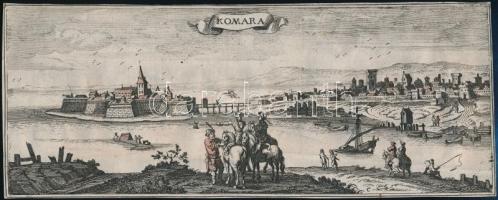1686 Komárom - Komara látképe. Tottis id. Gaspar Bouttats (c. 1640-1695/1696) - Jacob Peeters (c. 1655-c.1721): Antwerpen, 1686, rézmetszet, részben színezve 26,5x10,5 cm.