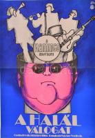 1973 A halál válogat, csehszlovák bűnügyi film plakát, hajtásnyommal, 56x39,5 cm