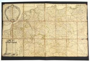 1791 Carte de LEmpire dAllemagne / A német birodalom térképe. Hubert Jaillot. Rézmetsztetű térkép, megviselt állapotban, kartonra kasírozva. / Map of the German Empire. Engraving. Damaged. 90x56 cm