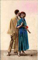 Le Lawn-Tennis / Romantic couple playing tennis, tennis rackets