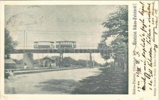 1900 Budapest XV. Rákospalota, Rákos-Palotai villanyos híd, villamos, vasútállomás. Fischer Dezső (EK)