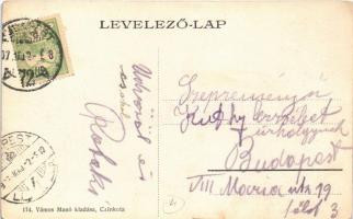 1907 Budapest XVI. Cinkota, vasútállomás, gőzmozdony. Vámos Manó kiadása 174. (EK)