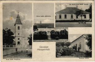 1934 Pócspetri, Római katolikus templom, plébánia és iskola, kántori lakás. Szilágyi Arthur fényképész (r)