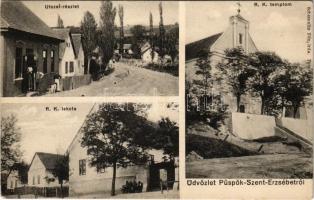 1913 Erzsébet, Püspökszenterzsébet (Pécsvárad); Római katolikus templom és iskola, utca, üzlet. Schemnitz fényirda