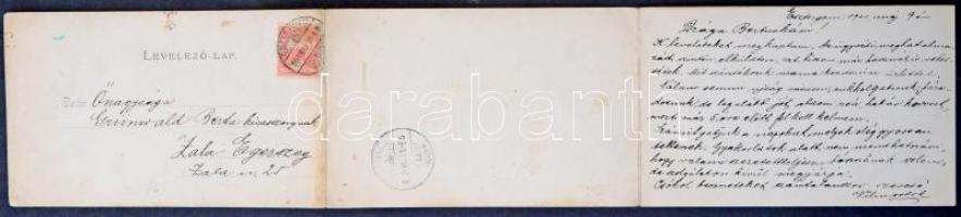 1900 Esztergom, látkép a Mária Valéria hídról. Három-részes kinyitható panorámalap, Wallfisch S. / 3...