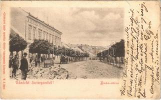 1899 (Vorläufer) Esztergom, Buda utca, útépítés, Szálloda a Magyar Királyhoz. Esztergomi Lapok nyomdája Hunnia könyvnyomda kiadása