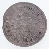 1674K-B 15kr Ag "I. Lipót" Körmöcbánya (5,91g) T:2 / Hungary 1674K-B 15 Kreuzer Ag "L...