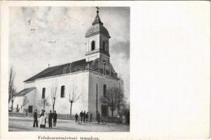 1940 Felsőszentmárton, templom, utca, kerékpár (vágott / cut)