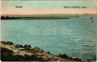 Siófok, Móló és fürdőház pálya, vitorlások. M.T. és F. V. Koch és Pór kiadása (EK)