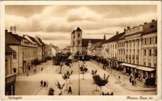 1934 Gyöngyös, Hanisz Imre tér, Grand Hotel Hungária szálloda, üzletek (EK)