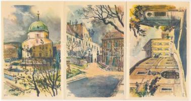 Pécs, modern leporellólap 6 képpel. Képzőművészeti Alap Kiadóvállalat s: Gönczi