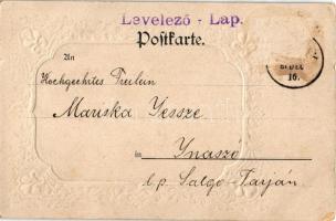 1900 Sailing vessels. Art Nouveau, Emb. litho art postcard (Rb)