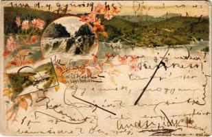 1899 Plitvicka Jezera / Plitvicei tavak. Ezredéves Országos Kiállítás / Plitvice Lakes. Hungarian Millennium Exhibition. brown 2 Kr. Ga. floral Art Nouveau litho s: Cserna K. (EM)