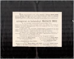 1915 sztregovai és kelecsényi Madách Imre halátozási értesítője
