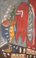 Bohumil Samuel Kečíř (1904-1987): Csendélet. Olaj, karton, jelzett. Fa keretben. 90×60 cm / Bohumil Samuel Kečíř (1904-1987): Still life. Oil on board, signed. Framed. 90x60 cm