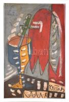 Bohumil Samuel Kečíř (1904-1987): Csendélet. Olaj, karton, jelzett. Fa keretben. 90×60 cm / Bohumil ...