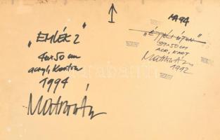 Matzon Ákos (1945-): "Emlék 2", 1994. Akril, karton, jelezve balra lent. Hátoldalán is jel...