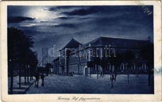 Karcag, Református főgimnázium este. Kertész József kiadása (fl)