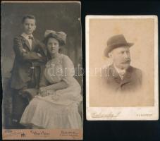 cca 1890-1910 3 db keményhátú fotó (Badovinszky, Uher), egyik vágott, 16×11 és 21×12 cm