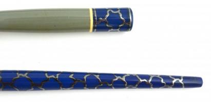 Art deco írókészlet. Zománcfestett, ezüst berakással, díszdobozban