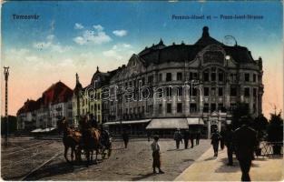 1914 Temesvár, Timisoara; Ferenc József út, üzletek. Galambos és Fenyő kiadása / street view, shops (EK)