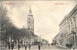 Kőrös, Krizevac, Krizevci; Zakmardijeva ulica / utca, templom / street, church