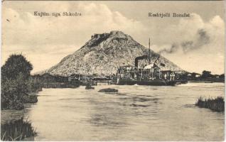 Shkoder, Shkodra, Scutari, Skutari; Keshtjelli Rozafat / Rozafa Castle, steamship (EK)