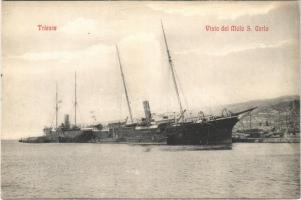 Trieste, Vista del Molo S. Carlo / port, Galatea steamship