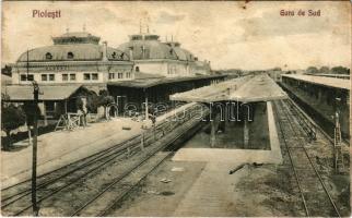 1925 Ploiesti, Ploesti, Ploesci; Gara de Sud / railway station, ladder. Edit. Ioan Dragu (Rb)