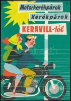 cca 1961 Motorkerékpárok kerékpárok Keravill- tól, motorkerékpár, Villamosplakát. 16,5x23,5 cm