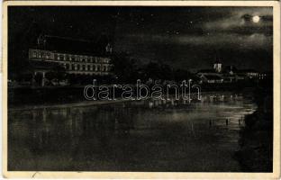 1938 Beregszász, Beregovo, Berehove; Állami reálgimnázium este / high school at night