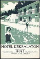 cca 1961 Hotel Kékbalaton Balatonvilágos, idegenforgalom, Villamosplakát. 16,5x23,5 cm