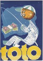 cca 1960 TOTO , TOTÓ, szerencsejáték, horgász, igazoló szelvényVillamosplakát. 16,5x23,5 cm