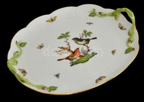 Herendi Rothschild mintás porcelán süteményes  készlet, kézzel festett, jelzett, hibátlan, 6+1 db