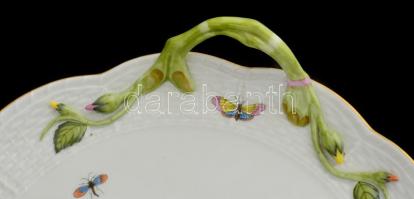 Herendi Rothschild mintás porcelán süteményes  készlet, kézzel festett, jelzett, hibátlan, 6+1 db