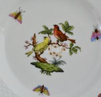 Herendi Rothschild mintás porcelán süteményes  készlet, kézzel festett, jelzett, hibátlan, 6+1 db