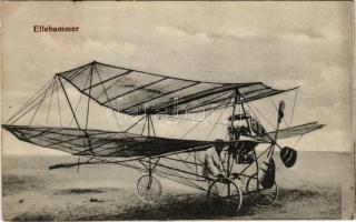 1910 Jacob Ellehammer, Danish watchmaker and inventor with his semi-biplane aircraft (EK)