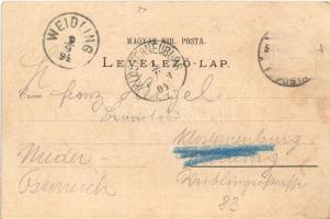 1894 (Vorläufer) Budapest, Kir. vár és várbazár, alagút és kikötő, Lánchíd, "Erős" oldalke...