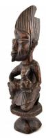 Nigériai faragott fa szobor, repedéssel, m: 48 cm