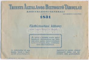 Budapest 1935. "Triesti Általános Biztosító Társulat" biztosítási okmánya, felülbélyegzésekkel, függelékkel, eredeti borítékkal T:III