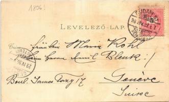 1896 (Vorläufer) Budapest, Buda, Gellérthegy, Margit fürdő. Ottmar Zieher Art Nouveau, floral, litho