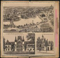 1896 Millennium kiállítási emlékképek, kiállítási helyszíneket, pavilonokat bemutató képek, felirato...