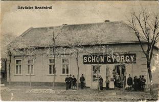 Beodra, Novo Milosevo; Schön György üzlete télen / shop of Schön in winter (fl)