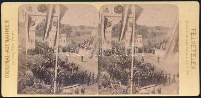 1872 Temesvár, király látogatása, sztereófotó, 8,5×17,5 cm / Timisoara, Franz Joseph I, stereo photo