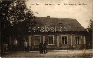 1915 Homokos, Mramorak; Rákóczi út, Zsiva Risztics üzlete / Warenhaus / street view, shop (EK)