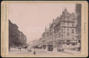 cca 1900 Budapest, nagykörúti részlet, keményhátú, feliratozott fotó Divald Károly műterméből, 11,5×17,5 cm
