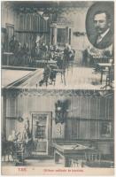 1914 Tab, Otthon szálloda és kávéház, belső biliárd asztal, tulajdonos arcképe