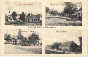 1913 Salfa-Köveskút (Salköveskút), Római katolikus templom, plébánia és iskola, utcaképek