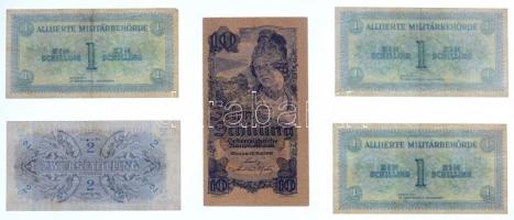 14db magyar, német, osztrák bankjegy 5db falra akasztható, üvegezett keretben, közte Németország / W...